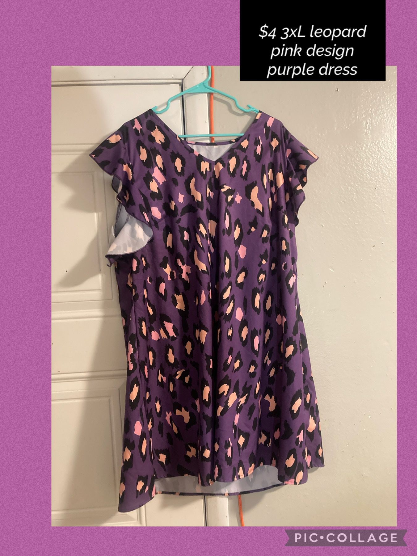$4 Purple Leopard Plus Size Dress 