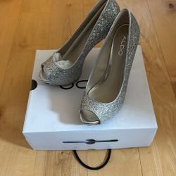 Aldo Heels Silver Size 7
