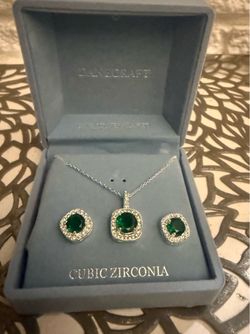 Danecraft Cubic Zirconia Green Stone Jewelry Set