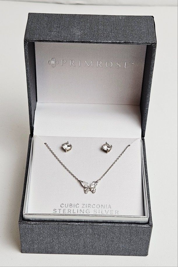 PRIMROSE Cubic Zirconia Pendant & Stud Earring Set Sterling Silver