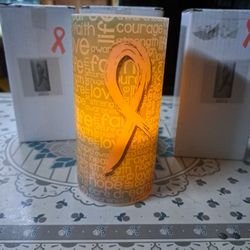 Discontinued breast cancer , pink ribbon LED  candles
