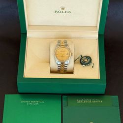 1979 Rolex Datejust 36mm 1601 Champagne Linen Dial Yellow gold & Stainless Steel Jubilee Bracelet Box Appraisal