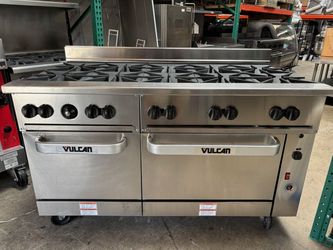 10 Burner 60" Gas Range On Convection & Standard Dual Ovens Vulcan 60SC-10BN On Wheels NSF #5344