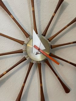 Original vintage Mid Century modern George Nelson Howard Miller spool Spindle Clock Rare 50’s 60’s