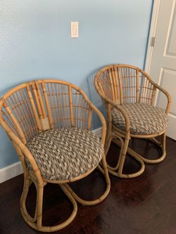 Natural Rattan Chair with Cushions (One Chair $75 Two Chairs $150)