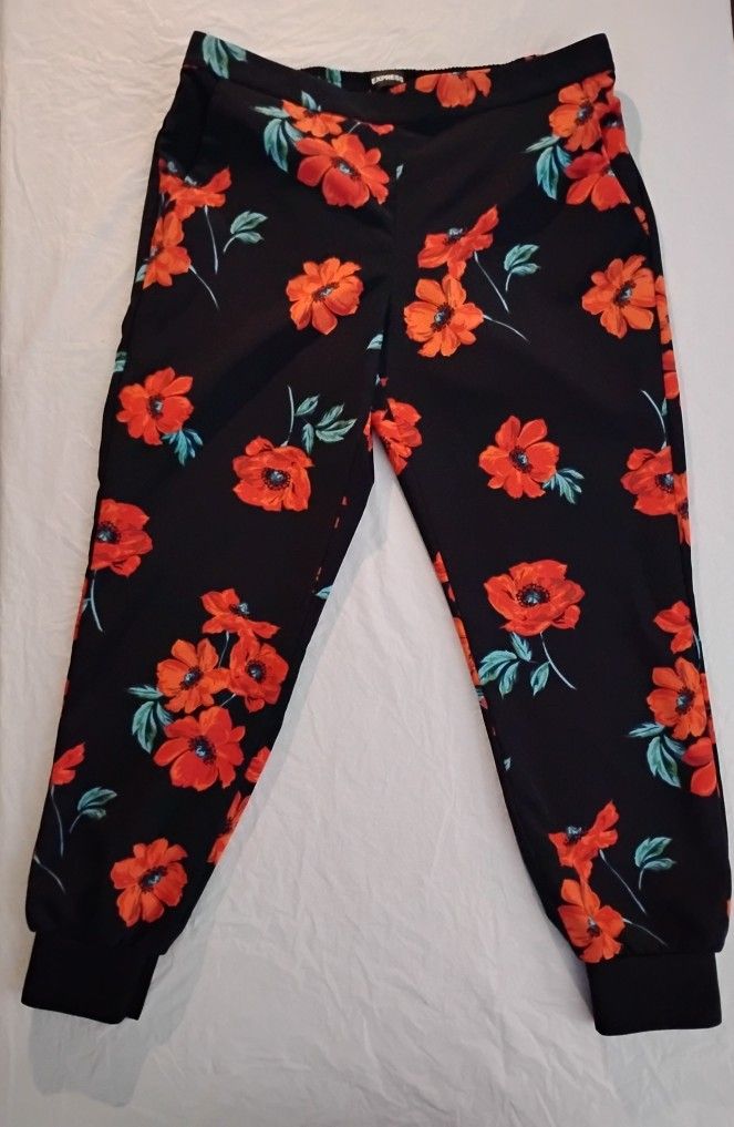 Express Size Large Ankle Floral Ankle Pants