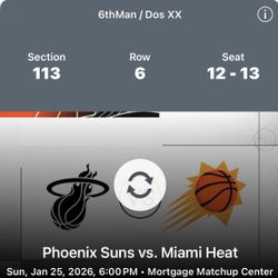 Suns vs Heat ROW 6 Tickets 