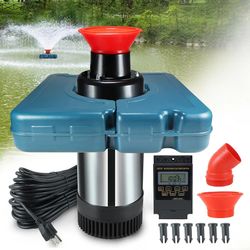 Pond Fountain Aerator, F2-2 1HP 750W 110V Stainless Steel Floating Fountain With 100 Feet Power Cord, Aerating Fountain Pond Cascade Pump for Small La