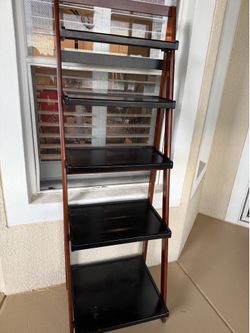 5-Tier Ladder Shelf with Black Shelves