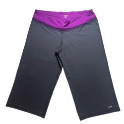 Champion C9 Exercise Capris XL Gray Purple Wide Leg