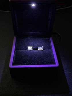 Genuine Diamond Stud Earrings – 925 Sterling Silver – Large Stones