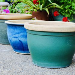 Three Big And Wide Ceramic Pots