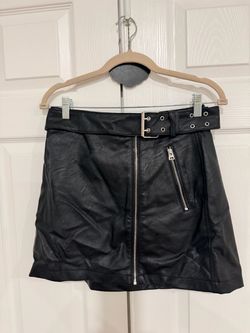 Topshop black faux-leather moto mini skirt