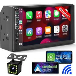 Radio 7" IPS Screen for Car Audio Receivers, Bluetooth 5.1 Car Play Android Auto Touchscreen,Backup Camer