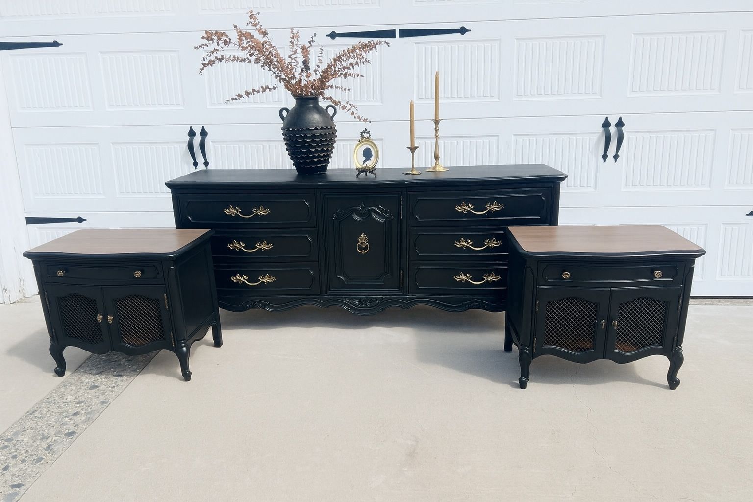 Vintage French Provincial Dresser & Nightstand Set