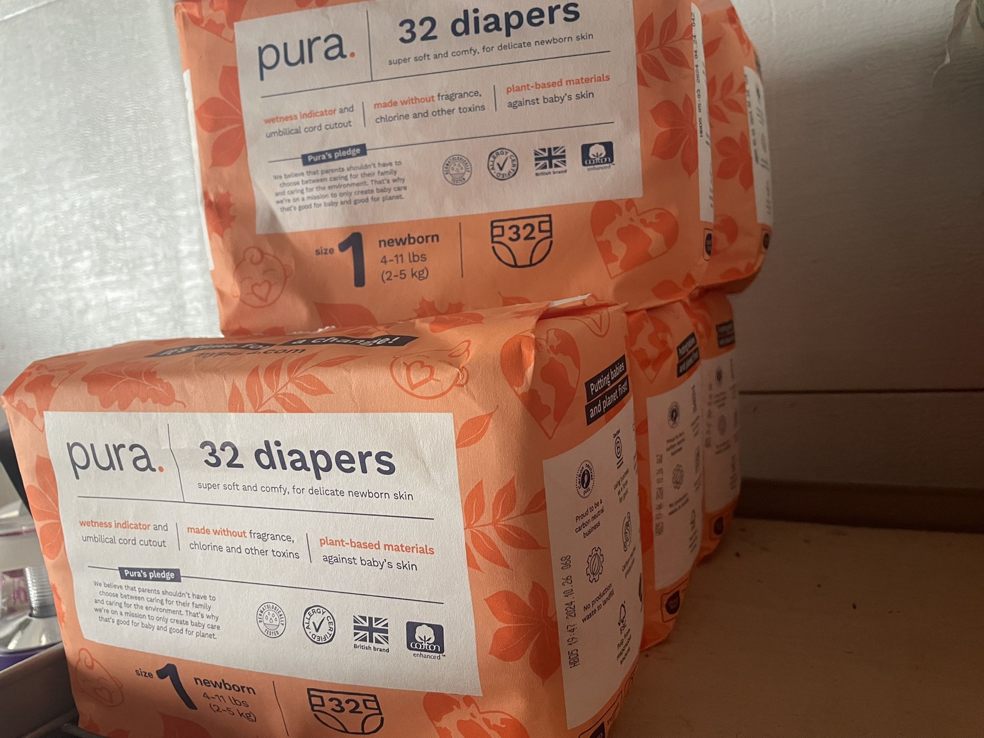 Pura & honest Diapers Size 1 & 2