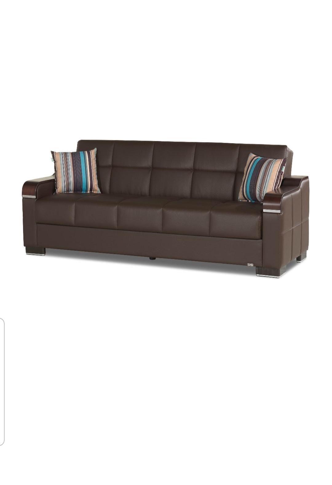 Uptown Brown PU Leather Convertible Sofa