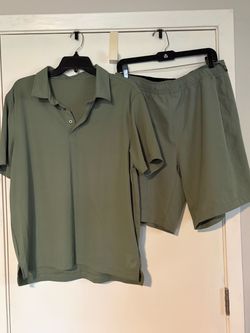 Men’s Olive Green Polo Shirt and Shorts Set