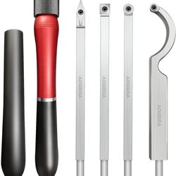 Carbide Wood Lathe Turning Tools, Aogbra Quick Replacement Turning Tools Set, Latest Version Lathe Full Size Rougher Finisher Swan Neck Hollowing Tool