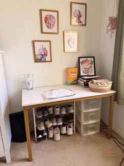 White and gold desk