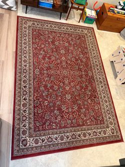 Red Persian-Style Floral Area Rug