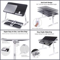 New Adjustable Laptop Stand Portable Tray Standing Table with Foldable Legs