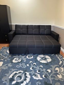 Convertible Sofa Sleeper Sofa with Pull-Out Bed  Color: Black  Sofa Cama  Color negro  Entregamos a domicilio  Nuevo en Caja