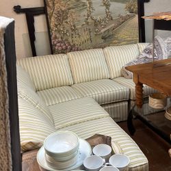 White And Green Sectional 