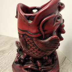 Yi Lin Arts & Treasures of China  Koi Fish Pencil Holder And Incense Burner. 