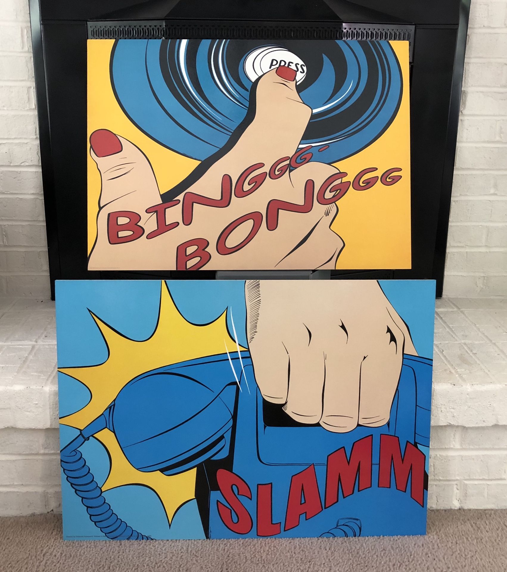 RETRO POP ART IKEA SOLYMYRA “SLAMM”&“ BINGG-BONGG” 27.5”Wx20”T WALL ART DECOR