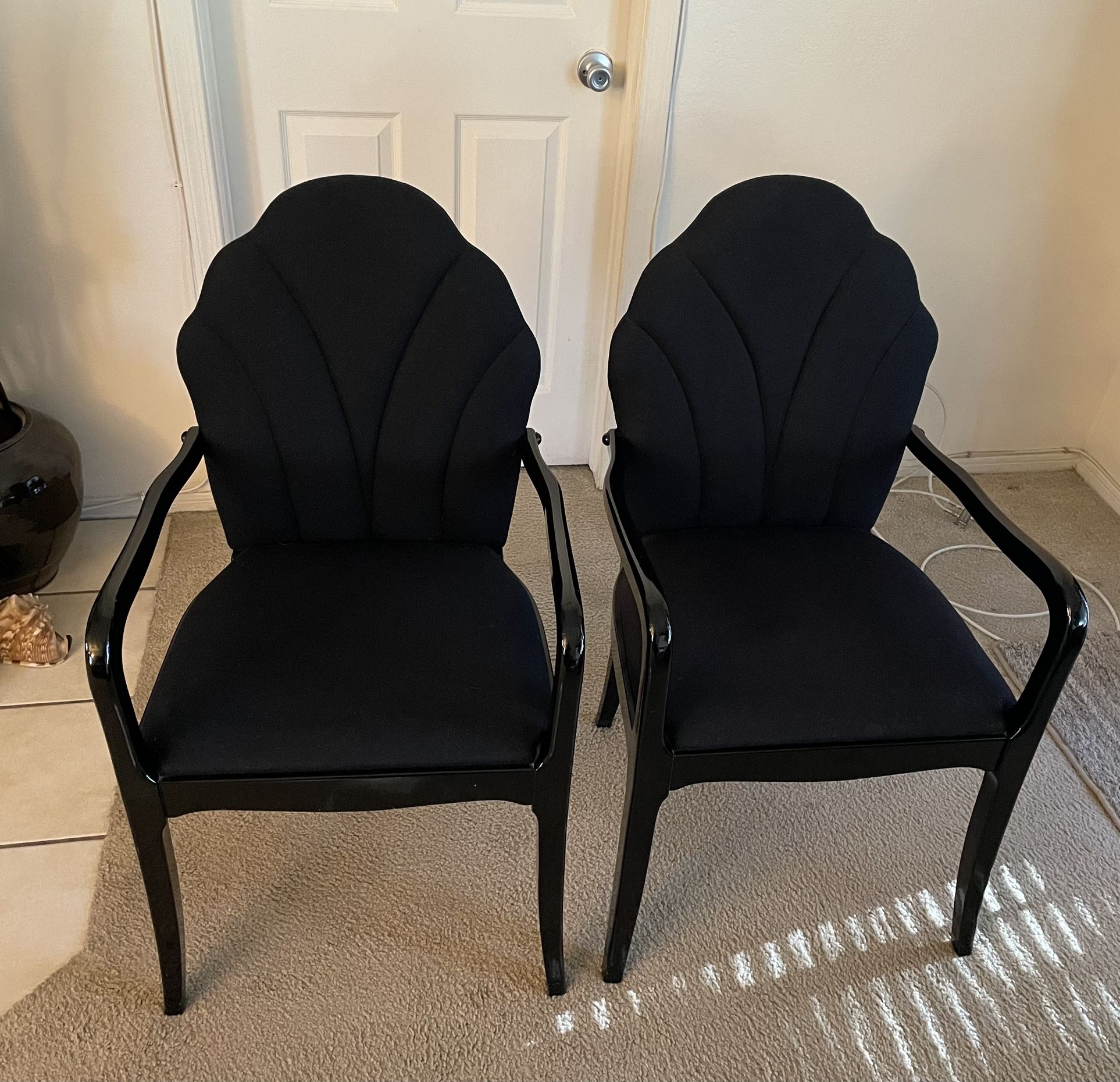 Pair Of Art, Deco, Black Lacquer Chairs