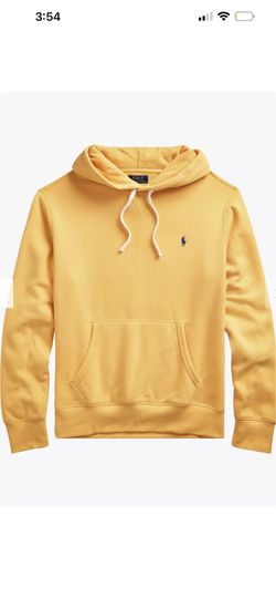 POLO RALPH LAUREN Men's Yellow Classic Thick Fleece Pullover Sweater Sweatshirt Hoodie Size Large