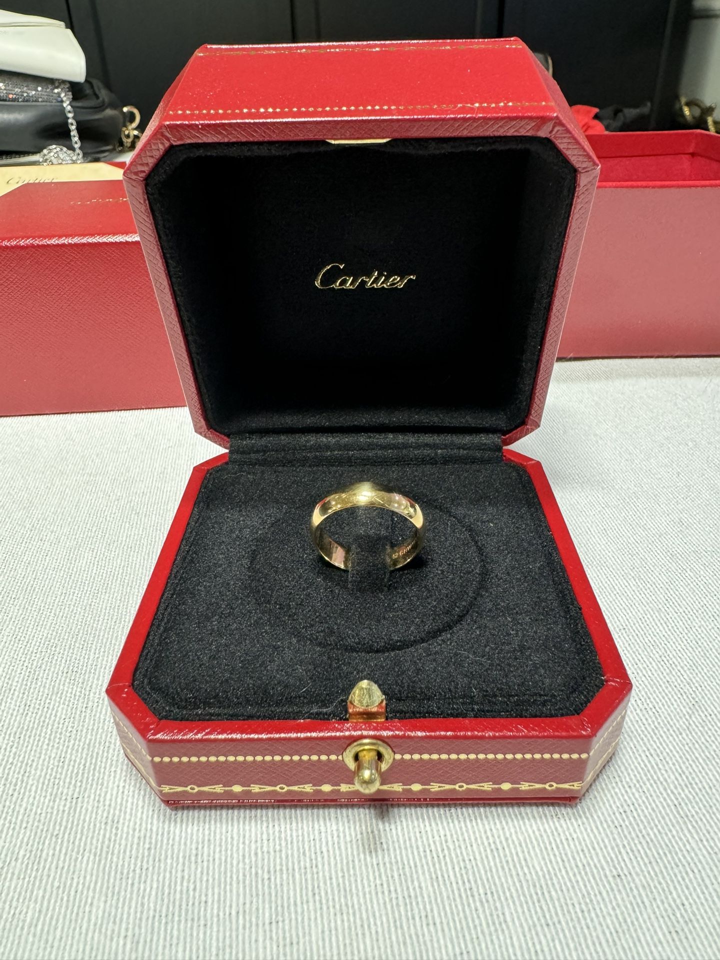 18K Yellow Gold Cartier 4mm Plain Simple Wedding Band Ring Men’s Size 6
