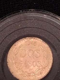 Dos pesos Gold coin 1945 MƩxico