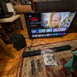 VIZIO 43" Class V-Series LED 4K UHD SmartCast TV with sound bar, wireless subwoofer and Dolby Audio