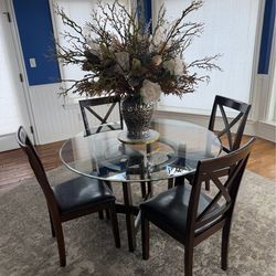 Glass top dining table set
