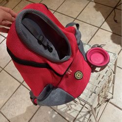 Dog backpack with water bowl included