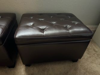 Leather storage ottoman