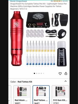 Dragonhawk Pro Complete Tattoo Pen Kit-Lightweight Tattoo Pen Machine 20Pcs Cartridge Needles Power Supplies for Tattoo Beginners 1013-7-2