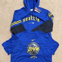 MLB Seattle MARINERS NIKE  City Connect LEGEND Therma-FIT Polyester Hoodie & Matching T-Shirt / Men’s X-Large