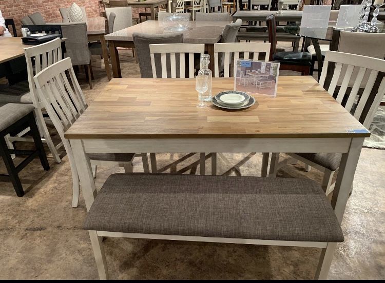 Nina White/Brown Dining Set