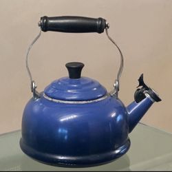 Le Creuset Marseille Blue Kettle For Decor Decoration Or Staging Or as a Vase For Flower Arrangements