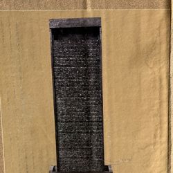 Fountain 38.5” Outdoor LED Waterfall Fountain with base, grey/black