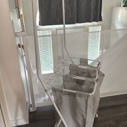 Wheeled Clothes Rack With Laundry Baskets