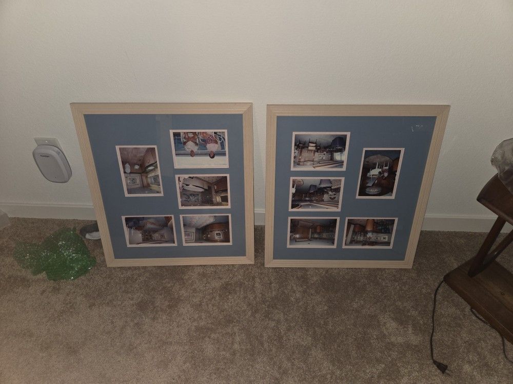 2 30x30 Picture Frames Wood Glass Like New