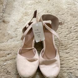 H & M Light Pink  (Blush) Suede Like Wedged Heels