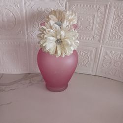 Flower Vase Frosted Pinkglass