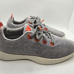 Allbirds Wool Runners Casual Sneakers Women's Size 9 Grey Orange Fashion Shoes