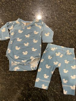 Kate Quinn Squirrel Kimono Wrap Bodysuit with Pants Outfit Size 6-12 Months