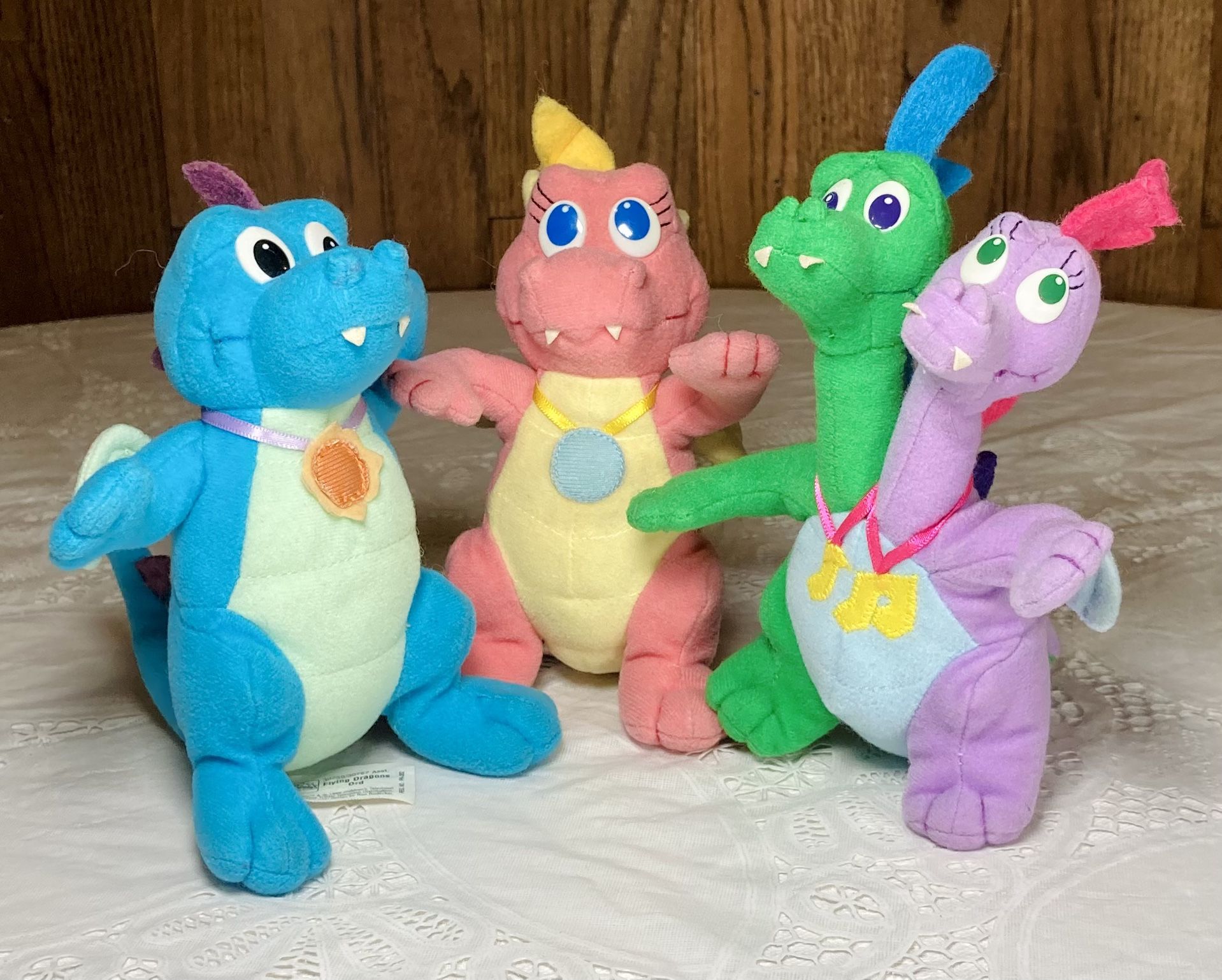 3 Flying Dragon Tales Plush Dragons Cassie, Ord And Zak & Wheezie! Collectible!